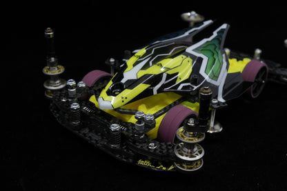 ニ四駆 完成マシン CNC加工 レース即戦力　デュアルリッジ　クリア装甲