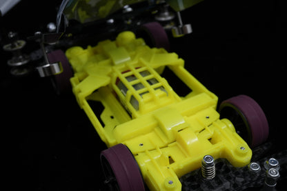 ニ四駆 完成マシン CNC加工 レース即戦力　デュアルリッジ　クリア装甲